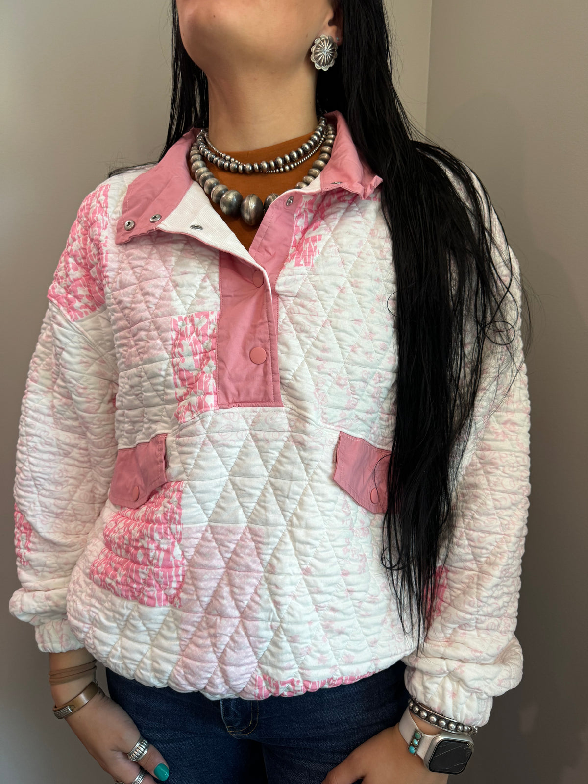 Pink Quilted Pullover