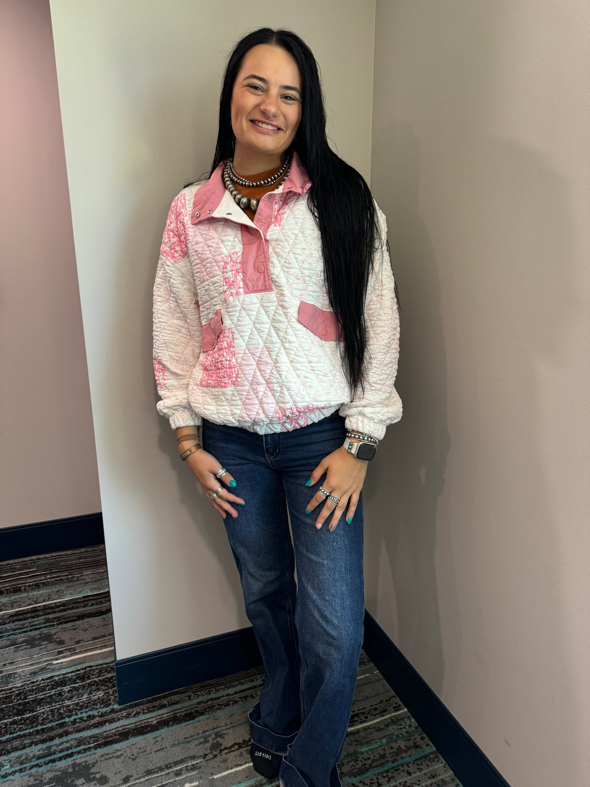 Pink Quilted Pullover