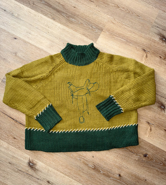 Green Saddle Sweater