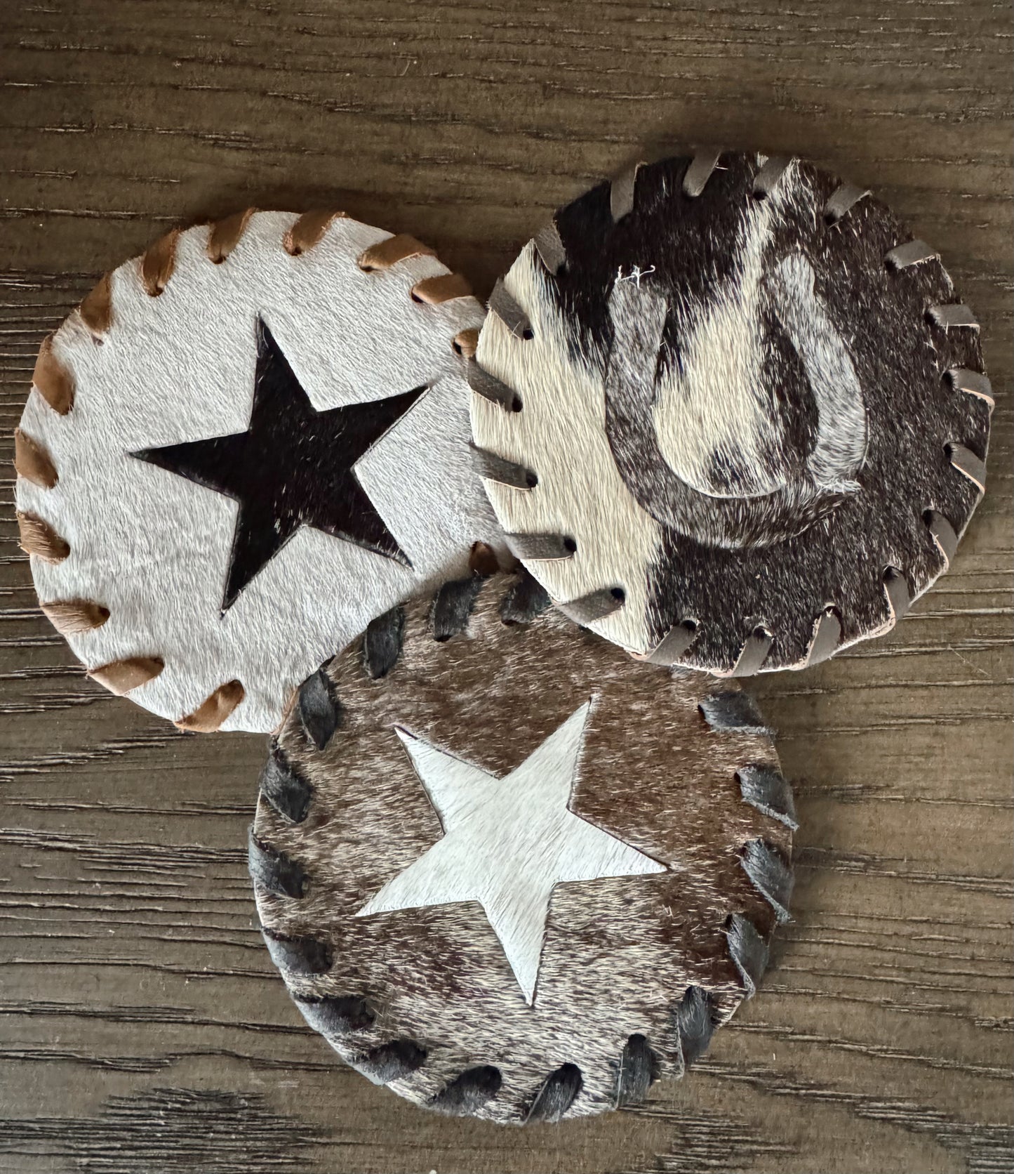 Set of 4 Cowhide Coasters