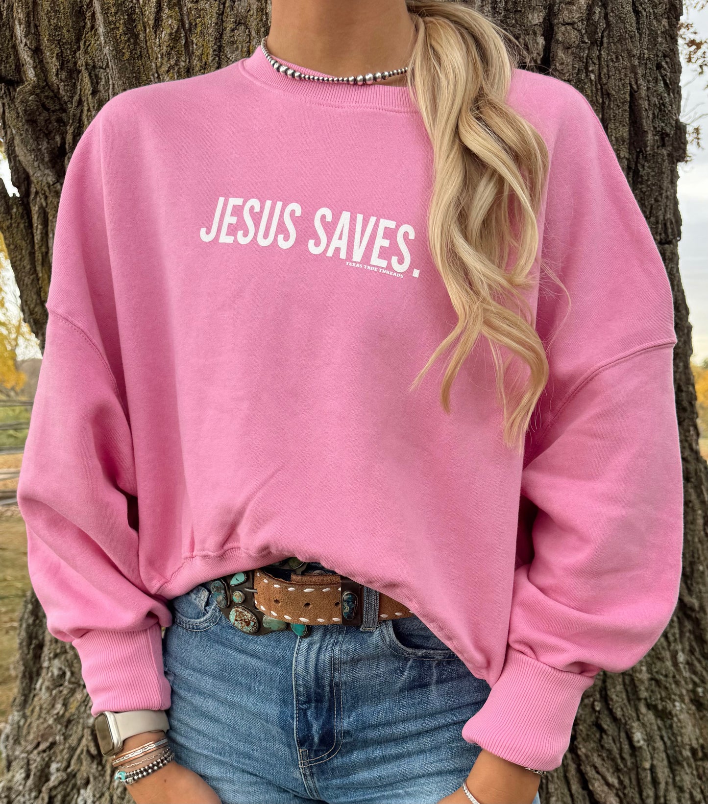 Jesus Saves Crewneck (Pink)